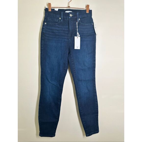Good American Dark Wash Good Petite Skinny Stretch Jeans Size 2 or 26 - Picture 4 of 7